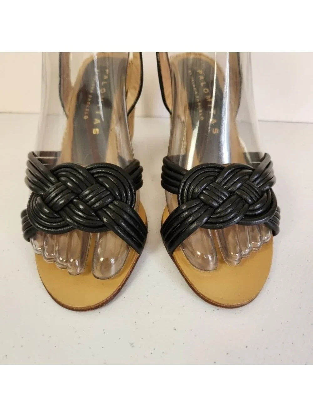 Palomitas by Paloma Barcelo Black Knot Sandals Shoes Wedge Heels Open Toe 36 6